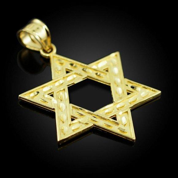 14K Real Gold Israel Jewish Star of David Pendant